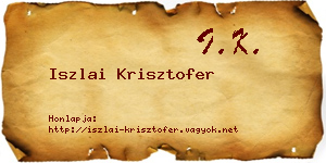 Iszlai Krisztofer névjegykártya