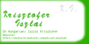 krisztofer iszlai business card